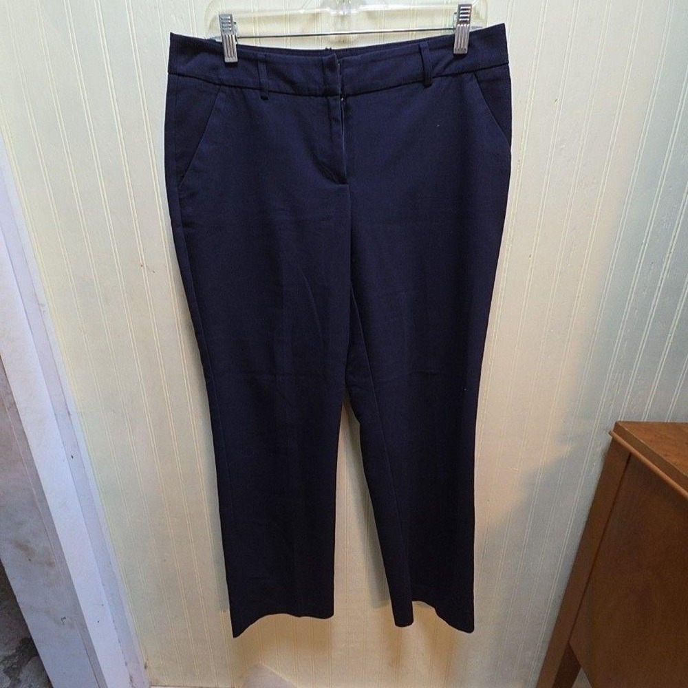 Apt. 9 Dress Pants Womens 10 Blue Twill Stretch Flat Front Pockets Workwear
